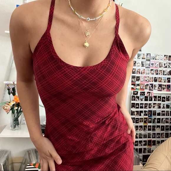 Outdoor Voices Exercise Dress in Pomegranate Plaid - Picture 2 of 5